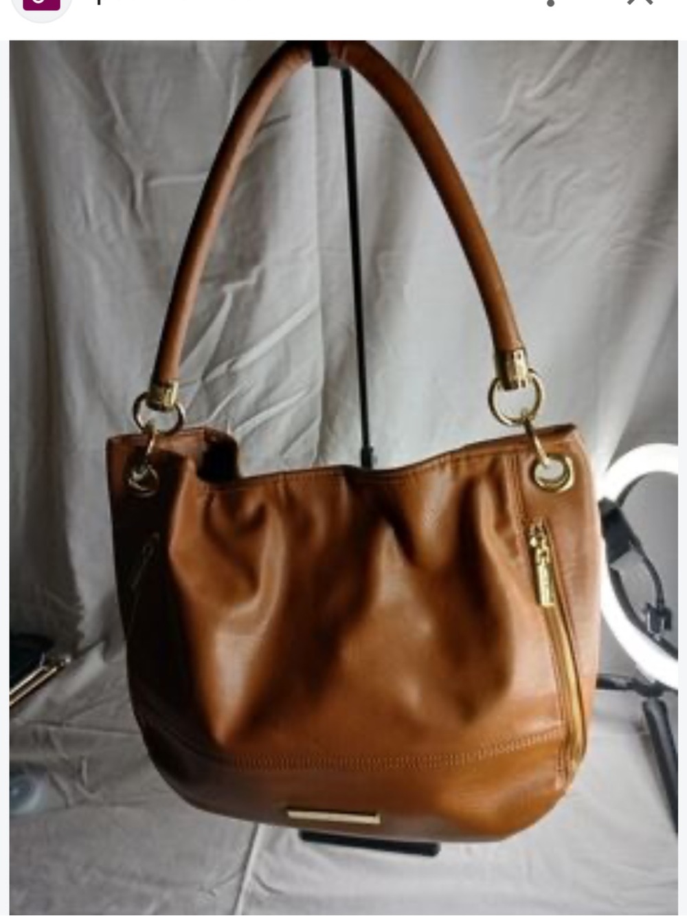 Anne Klein new no tag Women's Tan Leather Shoulder Bag with Gold Hardware